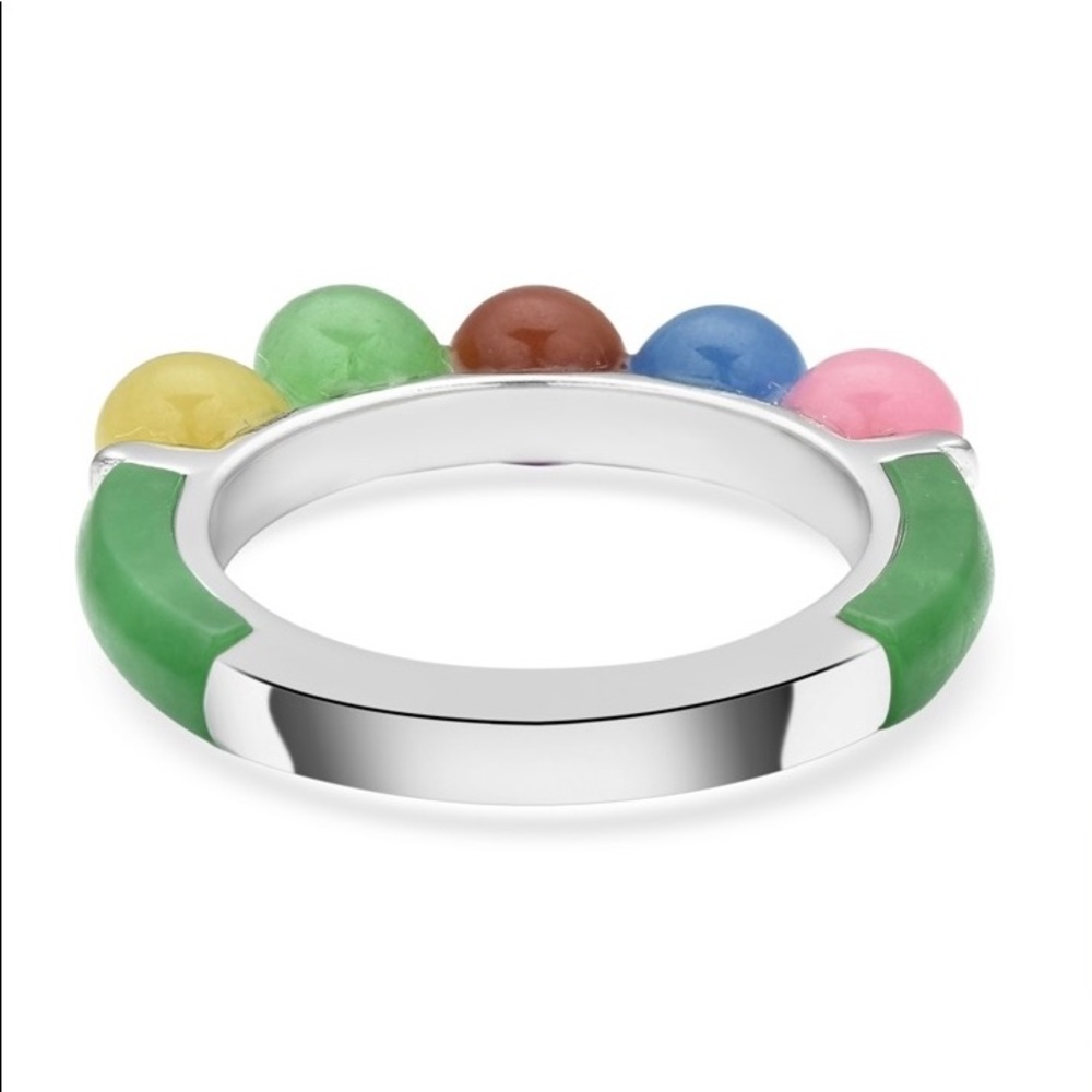NWT Sterling Silver Multi-Color JADE Bead Ring! - Picture 4 of 9